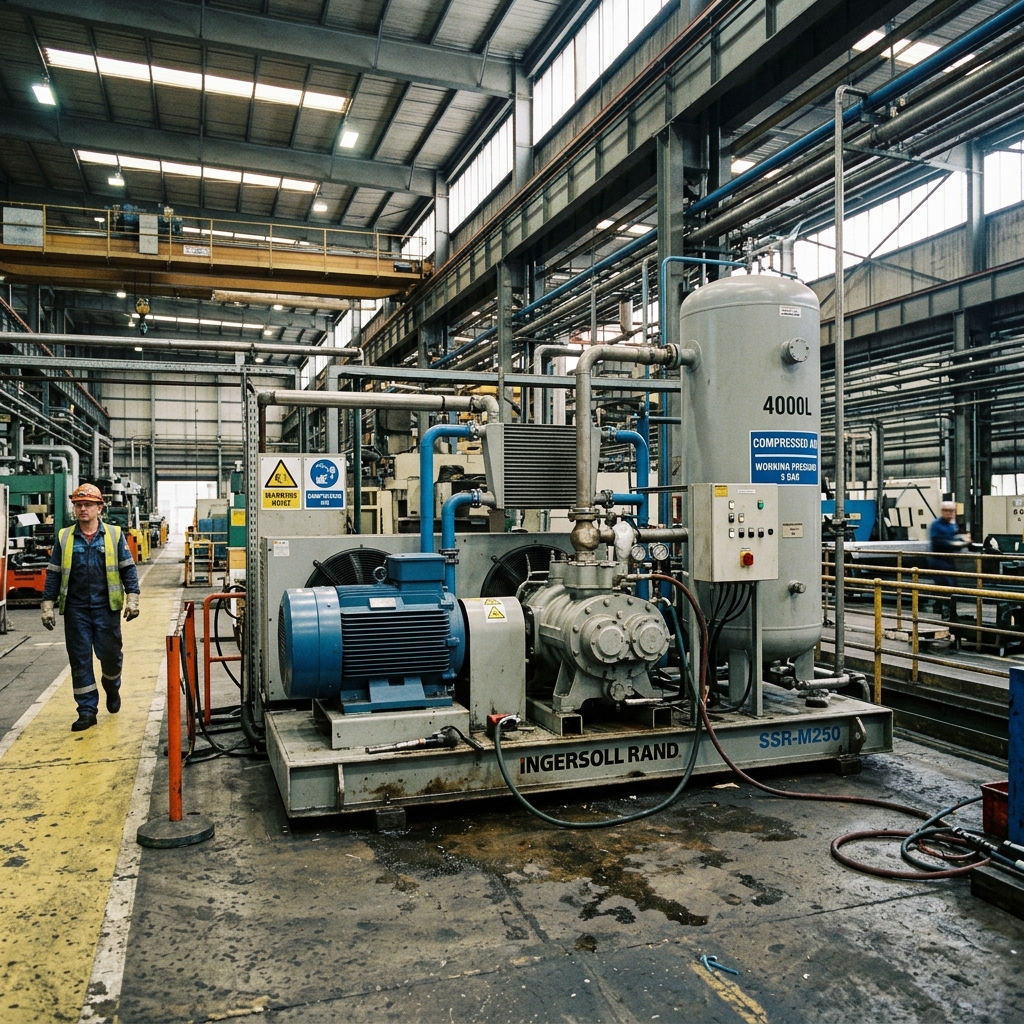 kompressor vibriert industriehalle